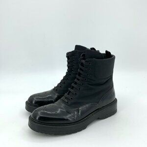 Prada Womens Black Leather Lace-Up Martin Boots Size 36 Made In Serbia